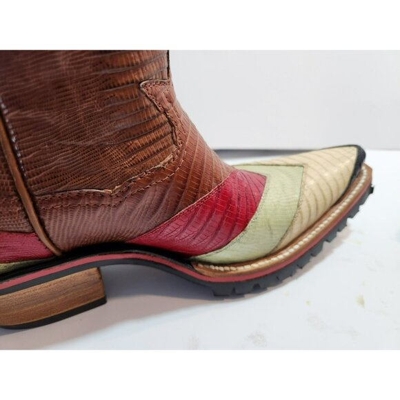 Mario Garcia Mens Handmade Custom Multicolored Lizard Boots 8.5B Oil Resistant - Picture 6 of 15